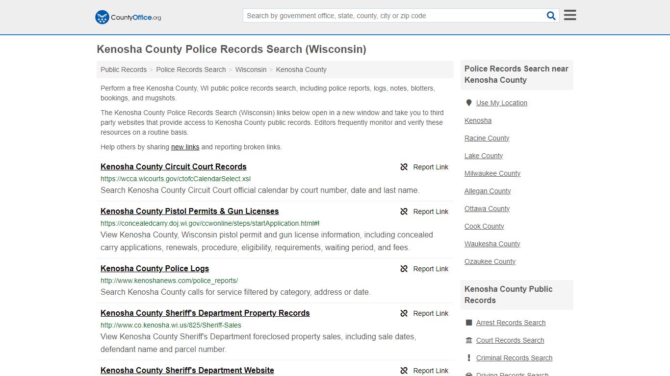 Police Records Search - Kenosha County, WI (Accidents & Arrest Records)