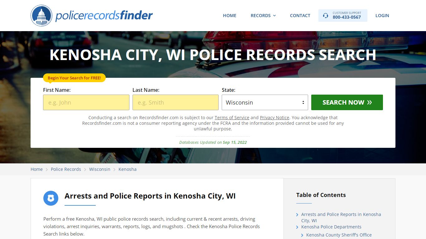Kenosha, Kenosha County, WI Police Reports & Police Department Records